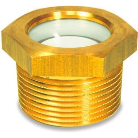 J.W. WINCO Brass Fluid Level Sight w/ ESG Glass w/o Reflector - R 3/4" Conical Thread - J.W. Winco 11CSMH